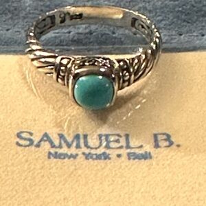 NWT Samuel B. Sterling Sleeping Beauty Turquoise cushion cut ring Size 9